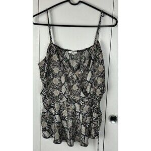 Maurices Brown Animal Snakeskin Sleeveless Surplice Wrap Front Womens Top Sz XXL